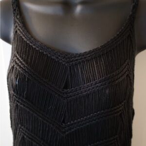 Black swim coverup Fringe beach coverup vacation outfit boho festival crochet